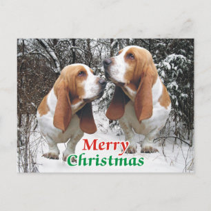Frohe Weihnachts-Basset-Hunde Feiertagspostkarte