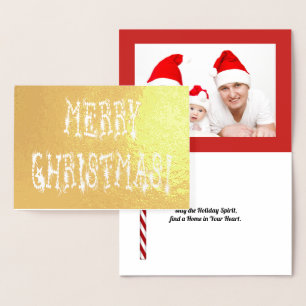 Frohe Weihnachts Bauble and Stars Schriftart Gold, Folienkarte
