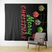 Frohe Weihnachts-Baubles Hintergrundbild Wandteppich (Beispiel (Horizontal))