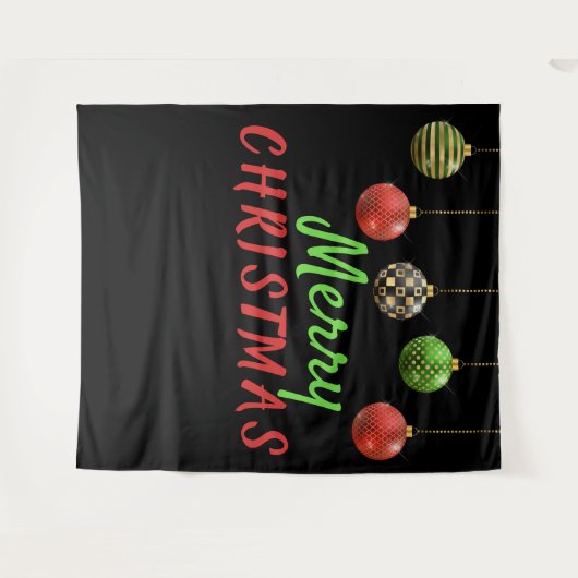 Frohe Weihnachts-Baubles Hintergrundbild Wandteppich (Vorderseite (Horizontal))