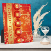 Frohe Weihnachts Baubles Red Gold Ornaments Fotoplatte (Seite)