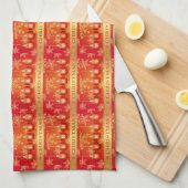 Frohe Weihnachts Baubles Red Gold Ornaments Geschirrtuch (Viertel Falte)