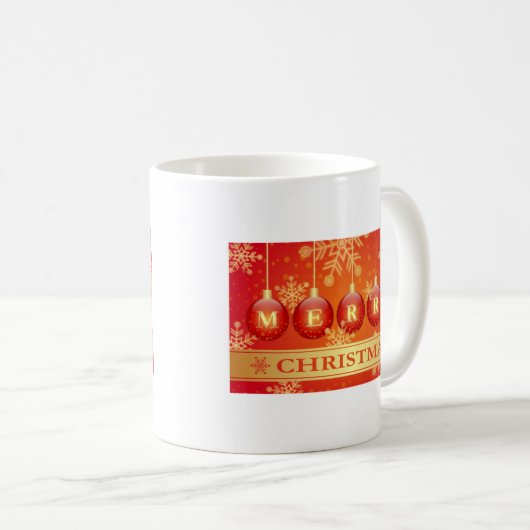 Frohe Weihnachts Baubles Red Gold Ornaments Kaffeetasse (VorderseiteRechts)