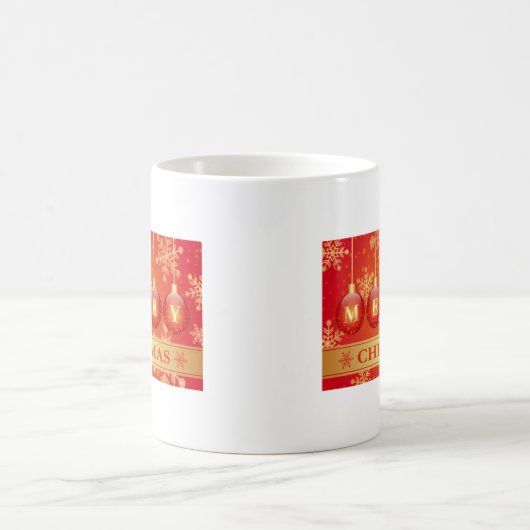 Frohe Weihnachts Baubles Red Gold Ornaments Kaffeetasse (Mittel)