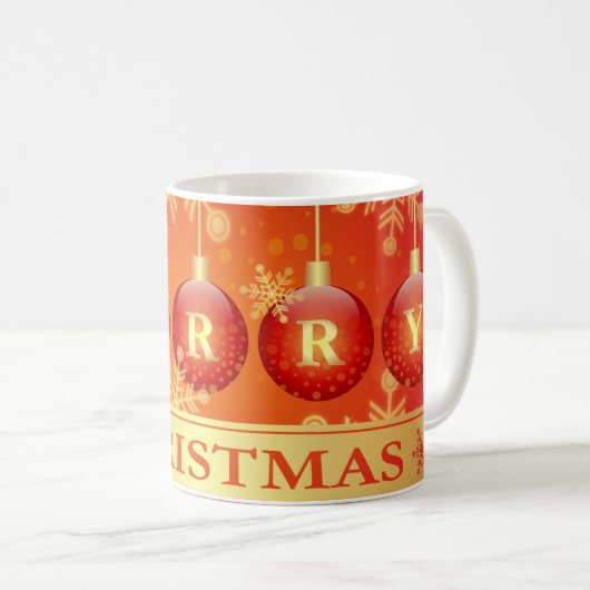 Frohe Weihnachts Baubles Red Gold Ornaments Kaffeetasse (VorderseiteRechts)