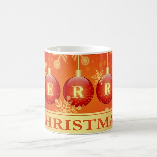 Frohe Weihnachts Baubles Red Gold Ornaments Kaffeetasse (Mittel)