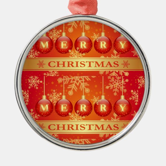 Frohe Weihnachts Baubles Red Gold Ornaments Ornament Aus Metall (Vorne)