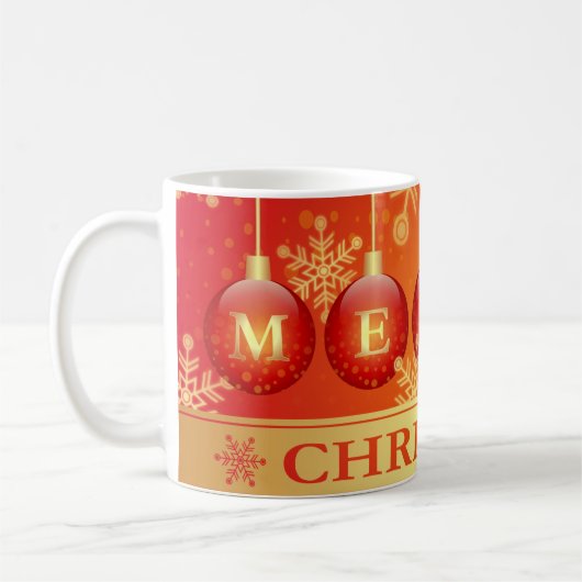 Frohe Weihnachts Baubles Red Gold Tasse & Schokola (Links)