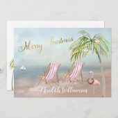 Frohe Weihnachts Beach Flamingo Budget Feiertagskarte (Vorne/Hinten)