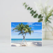 Frohe Weihnachts Beach Palmen Postkarte (Stehend Vorderseite)