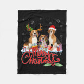 Frohe Weihnachts-Beagle Dog Santa Reindeer Light X Fleecedecke (Vorderseite)