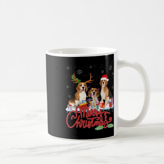 Frohe Weihnachts-Beagle Dog Santa Reindeer Light X Kaffeetasse (Rechts)