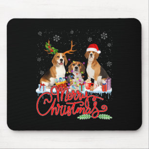 Frohe Weihnachts-Beagle Dog Santa Reindeer Light X Mousepad