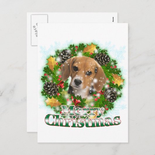 Frohe Weihnachts-Beagle Feiertagspostkarte (Vorne/Hinten)