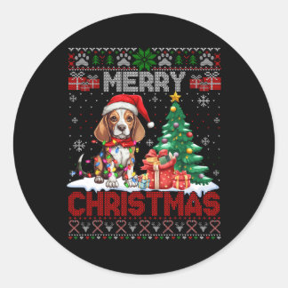 Frohe Weihnachts-Beagle Hund Lover Ugly Xmas Sweat Runder Aufkleber
