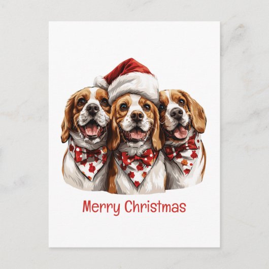 Frohe Weihnachts-Beagle-Hunde Feiertagspostkarte (Vorderseite)