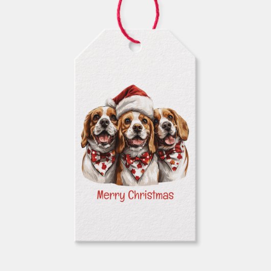 Frohe Weihnachts-Beagle-Hunde Geschenkanhänger (Vorderseite)