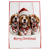 Frohe Weihnachts-Beagle-Hunde Mittlere Geschenktüte (Rückseite)