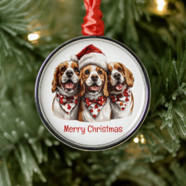 Frohe Weihnachts-Beagle-Hunde Ornament Aus Metall