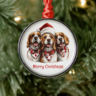 Frohe Weihnachts-Beagle-Hunde Ornament Aus Metall