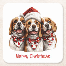 Frohe Weihnachts-Beagle-Hunde Rechteckiger Pappuntersetzer