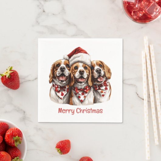 Frohe Weihnachts-Beagle-Hunde Serviette (Beispiel)