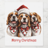 Frohe Weihnachts-Beagle-Hunde Weinetikett (Einzelnes Label)