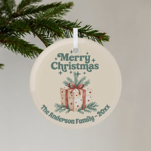 Frohe Weihnachts beige rustsische Geschenkboxen gr Ornament Aus Glas