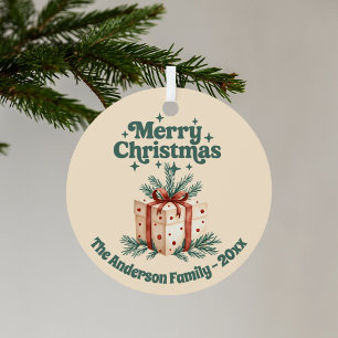 Frohe Weihnachts beige rustsische Geschenkboxen gr Ornament Aus Metall