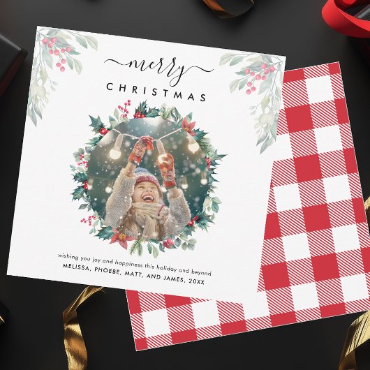 Frohe Weihnachts-Berries-Foto Mitteilungskarte