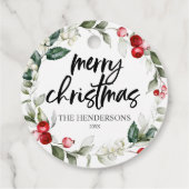 Frohe Weihnachts-Berry-Blätter Geschenkanhänger (Rückseite)