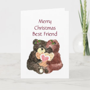 Frohe Weihnachts beste Freundin ,Teddy Bear Hugs Feiertagskarte