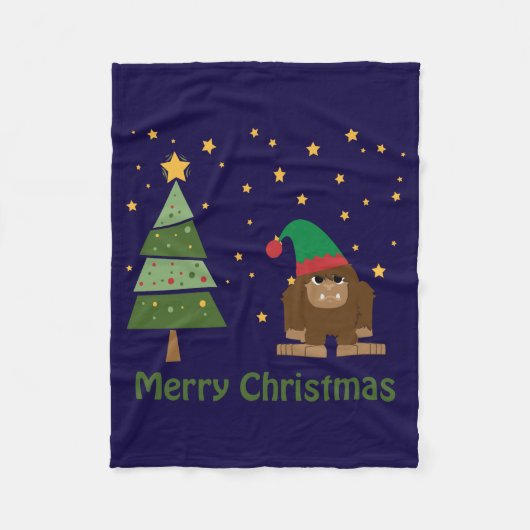 Frohe Weihnachts-Bigfoot Fleecedecke (Vorderseite)