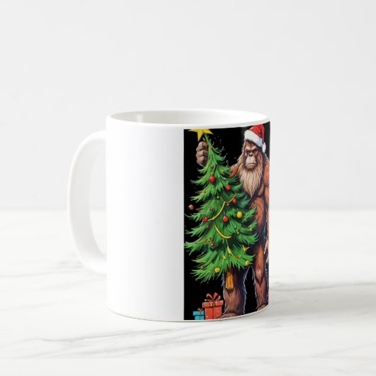 Frohe Weihnachts-Bigfoot Kaffeetasse (Vorderseite Links)
