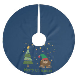 Frohe Weihnachts-Bigfoot Polyester Weihnachtsbaumdecke