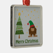 Frohe Weihnachts-Bigfoot Silbernes Ornament (Rechts)