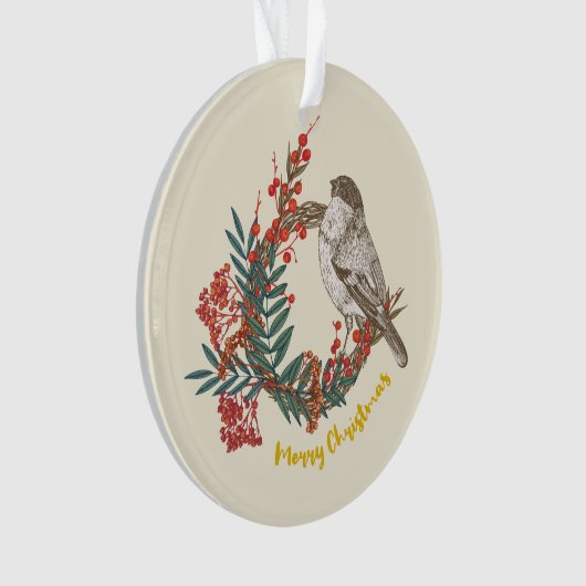 Frohe Weihnachts-Bird-Wreath Ornament (Vorderseite)
