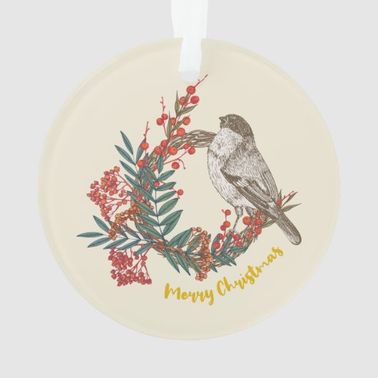 Frohe Weihnachts-Bird-Wreath Ornament (Rückseite)