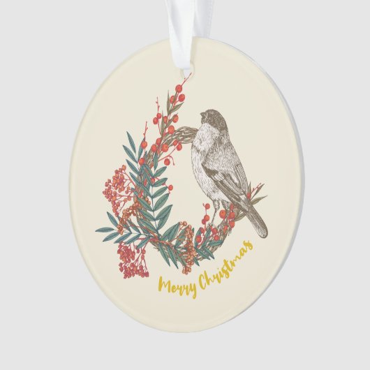 Frohe Weihnachts-Bird-Wreath Ornament (Vorderseite)
