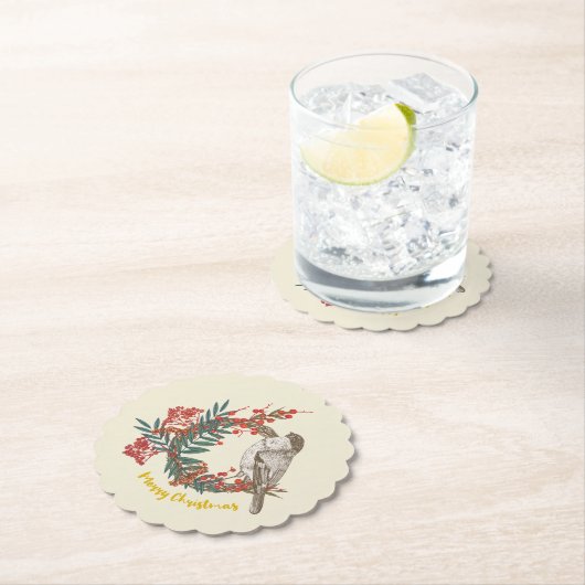 Frohe Weihnachts-Bird-Wreath Untersetzer (Vor Ort)