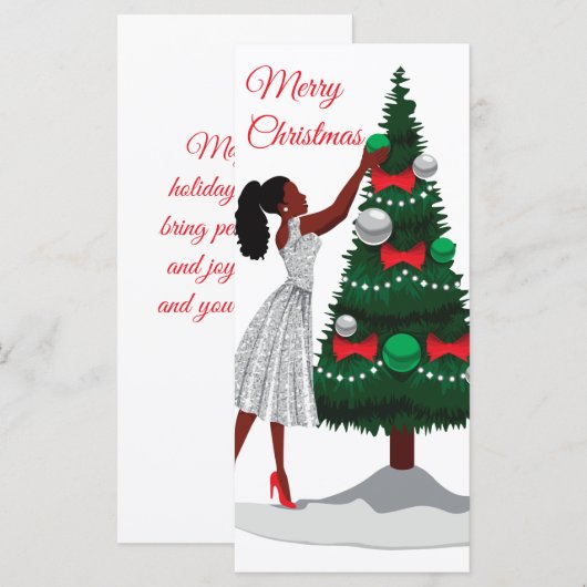 Frohe Weihnachts Black African American Woman Card (Vorne/Hinten)