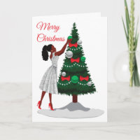 Frohe Weihnachts Black African American Woman Card
