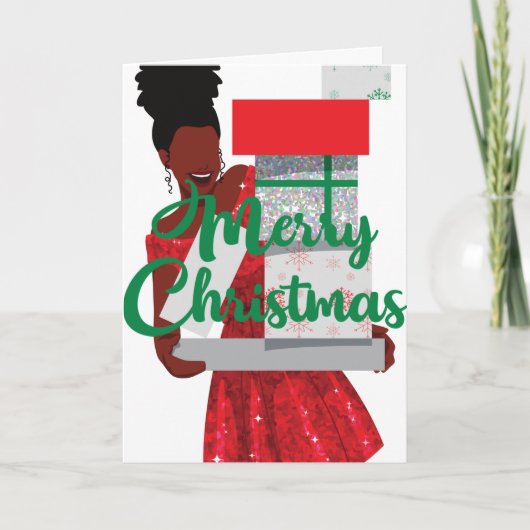 Frohe Weihnachts Black African American Woman Card Karte (Vorderseite)