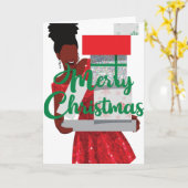 Frohe Weihnachts Black African American Woman Card Karte (Gelbe Blume)