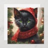 Frohe Weihnachts Black Cat Feiertagskarte (Vorne/Hinten)