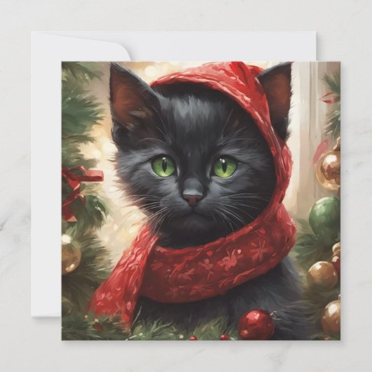 Frohe Weihnachts Black Cat Feiertagskarte (Vorderseite)