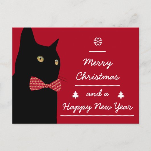 Frohe Weihnachts Black Cat Feiertagspostkarte (Vorderseite)