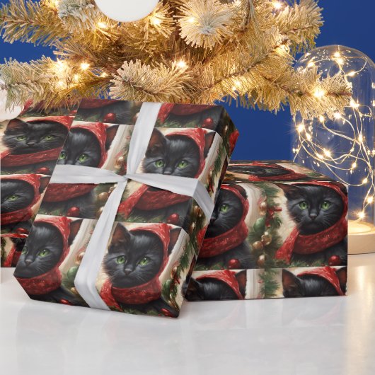 Frohe Weihnachts Black Cat Geschenkpapier (Feiertage)
