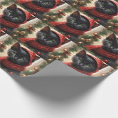 Frohe Weihnachts Black Cat Geschenkpapier (Ecke)