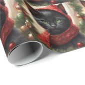 Frohe Weihnachts Black Cat Geschenkpapier (Rolleneckpunkt)